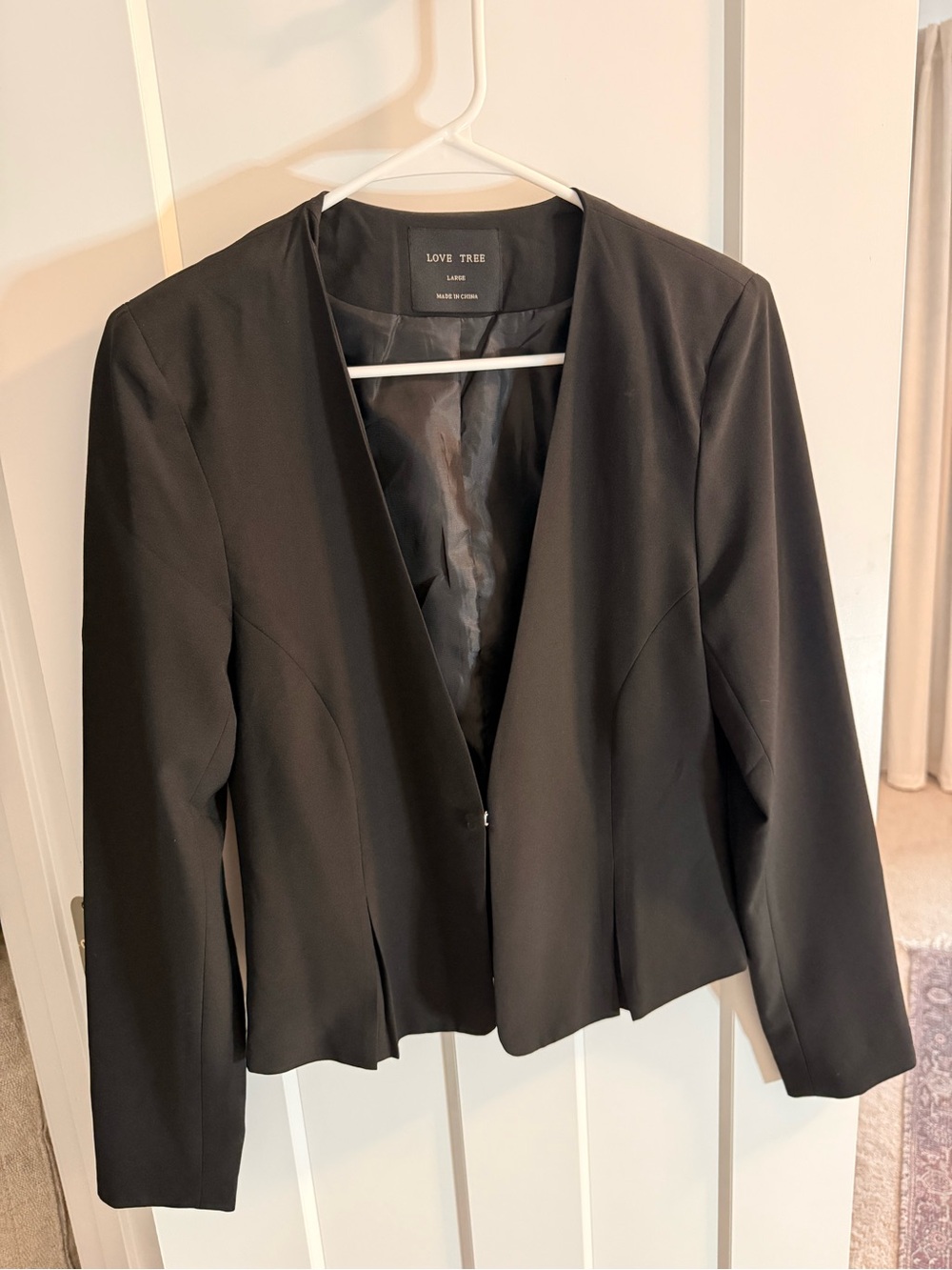 Black Open-Front Princess Seam Blazer